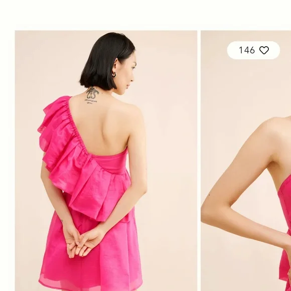 IF BY SEA RUFFLED SASH MINI DRESS Anthropologie - Picture 3 of 6